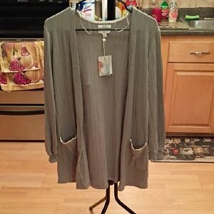 Blu Pepper Charcoal Ribbed Cardigan